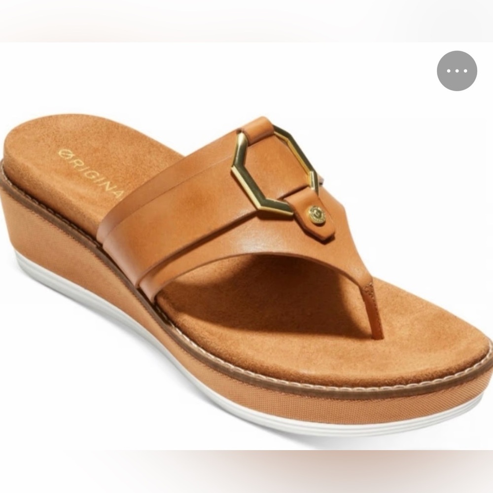 NWT Cole Haan Original Grand Flatform Thong Wedge Sandal Pecan Brown Leather S 6